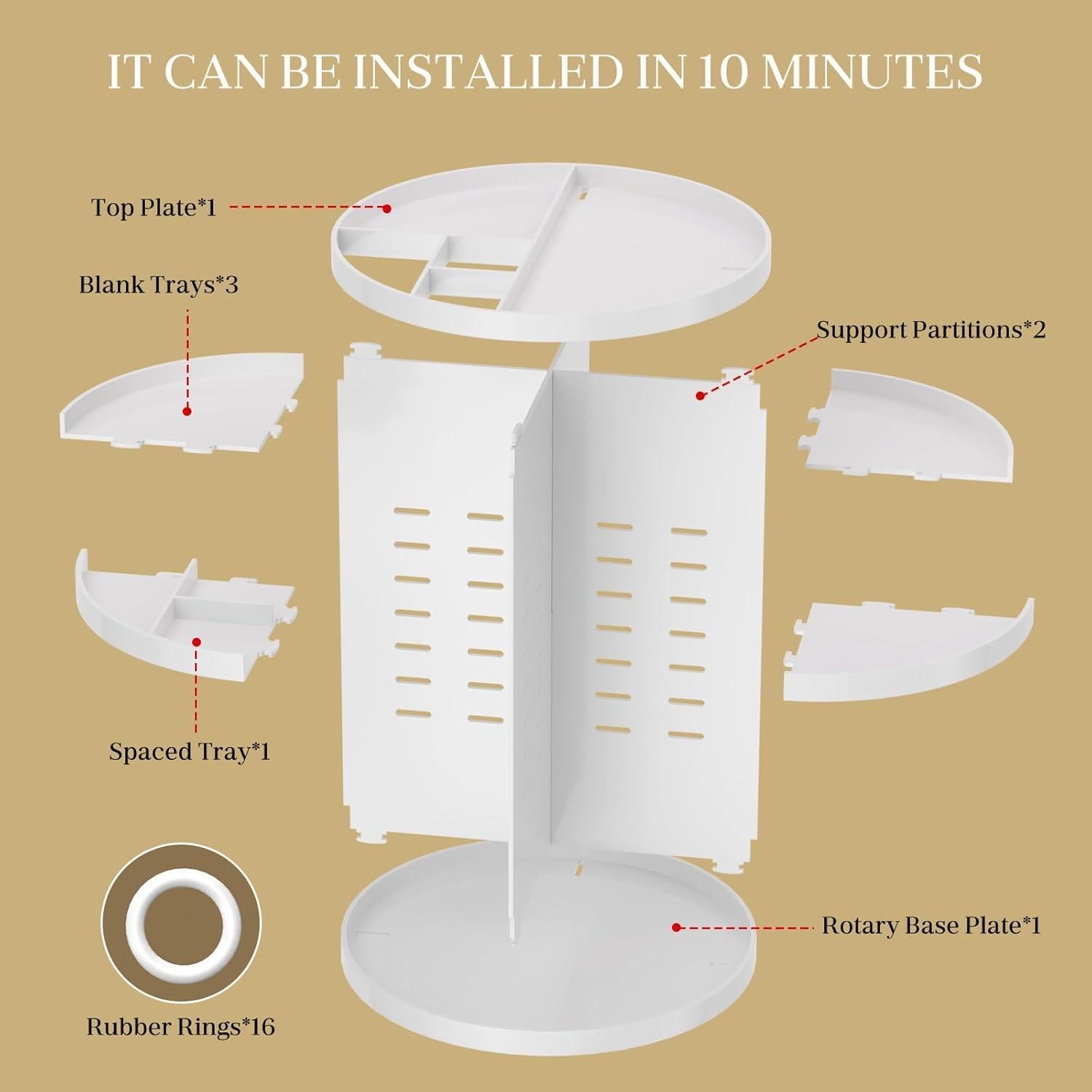 Organizador de Maquillaje 360 Hemtroy Blanco Ajustable