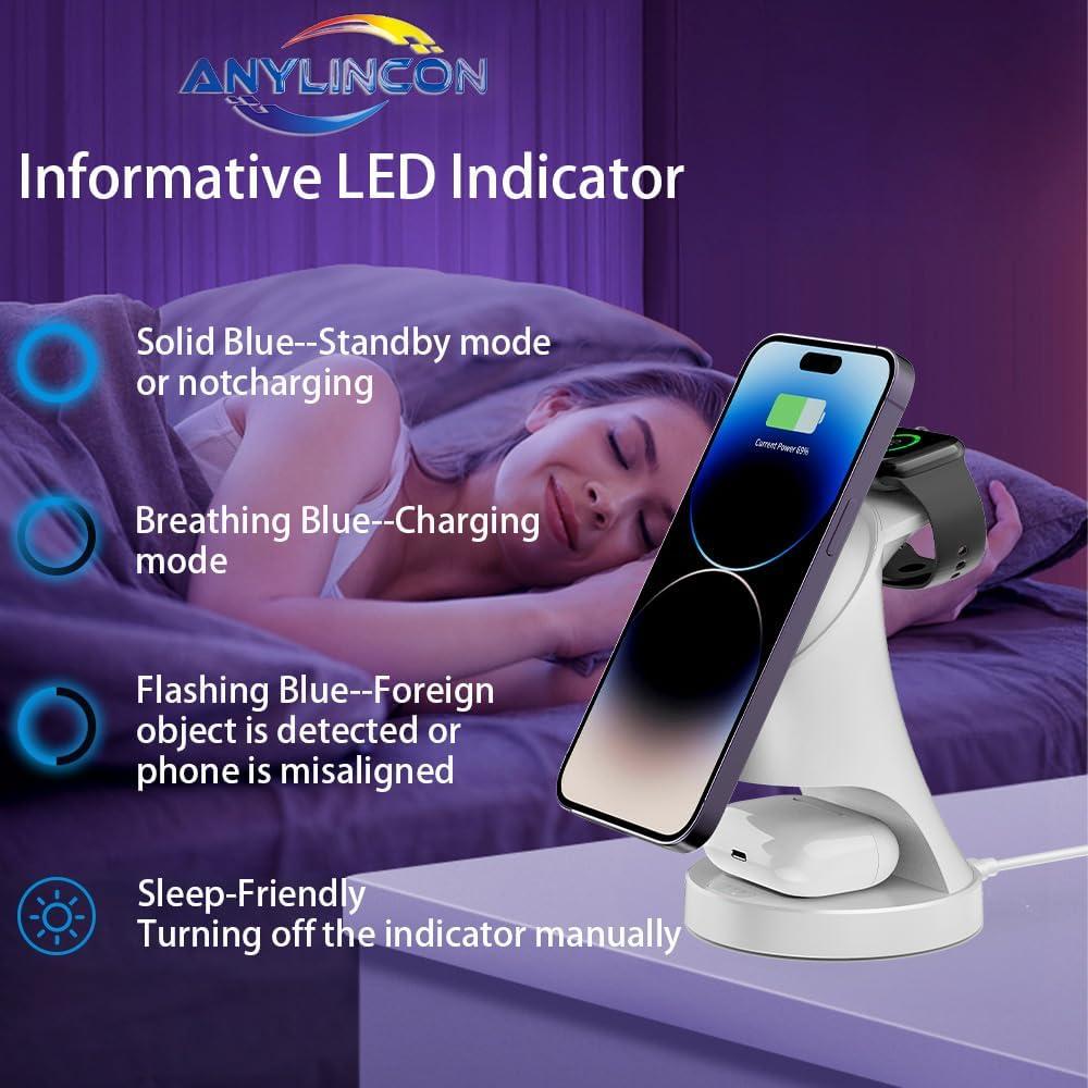 Estación de Carga 3 en 1 XYH Cargador Rápido MagSafe 15W