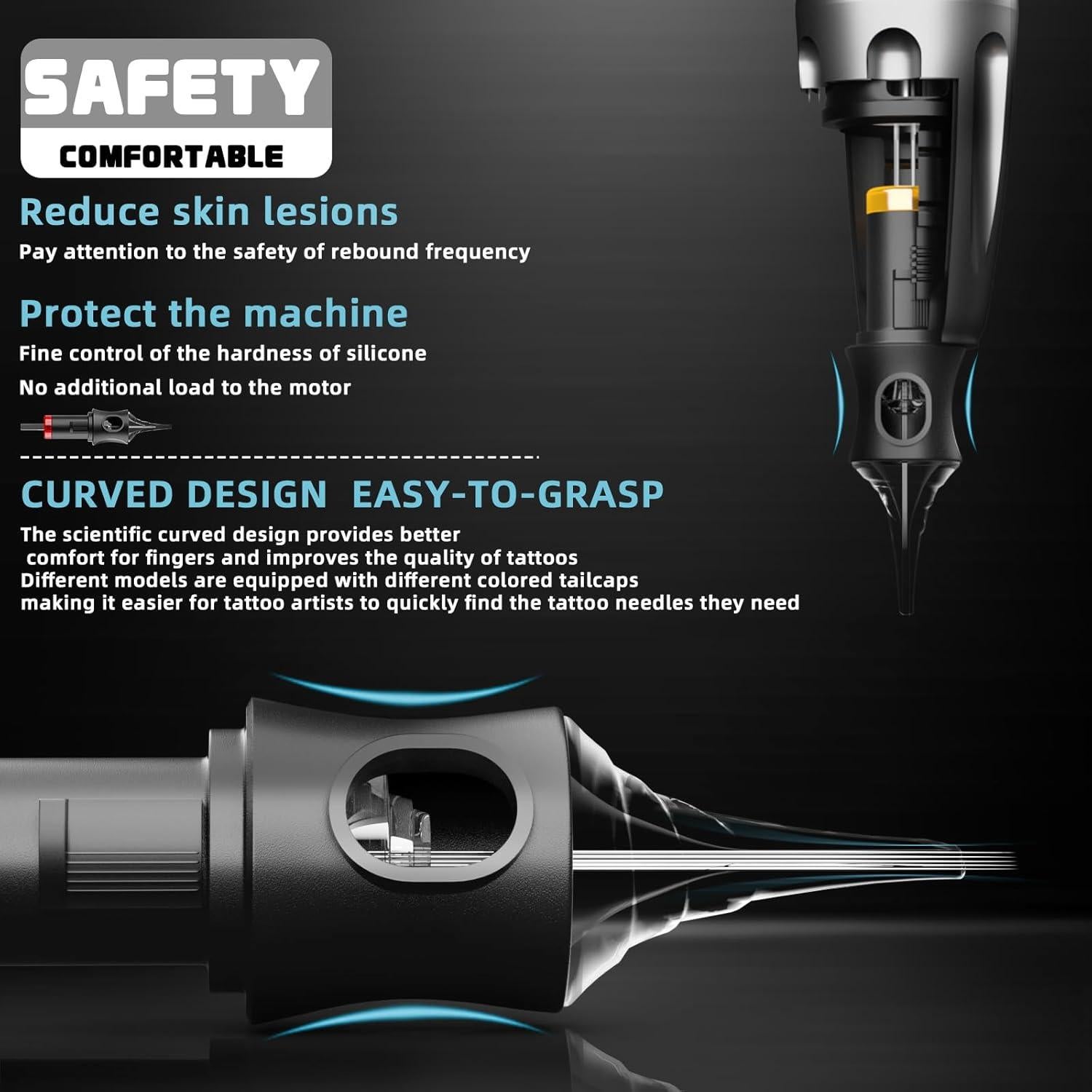 Kit de Tatuaje Poseidon con Pluma, 2 Baterías y 20 Agujas