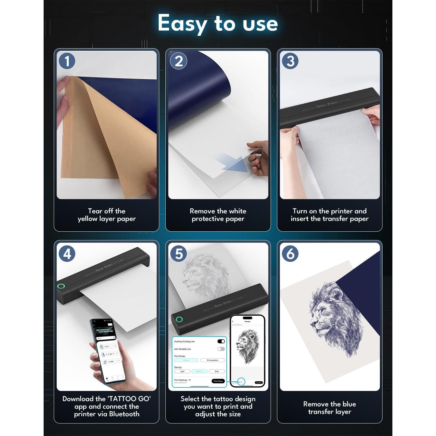 Impresora de Plantillas de Tatuaje Inalámbrica Bestecct 2025