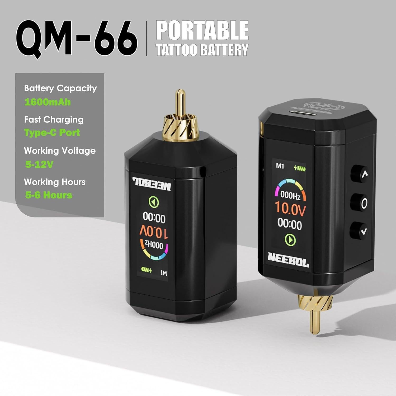 Kit de Tatuaje Inalámbrico Neebol - Completo con 2 Baterías y 20 Agujas