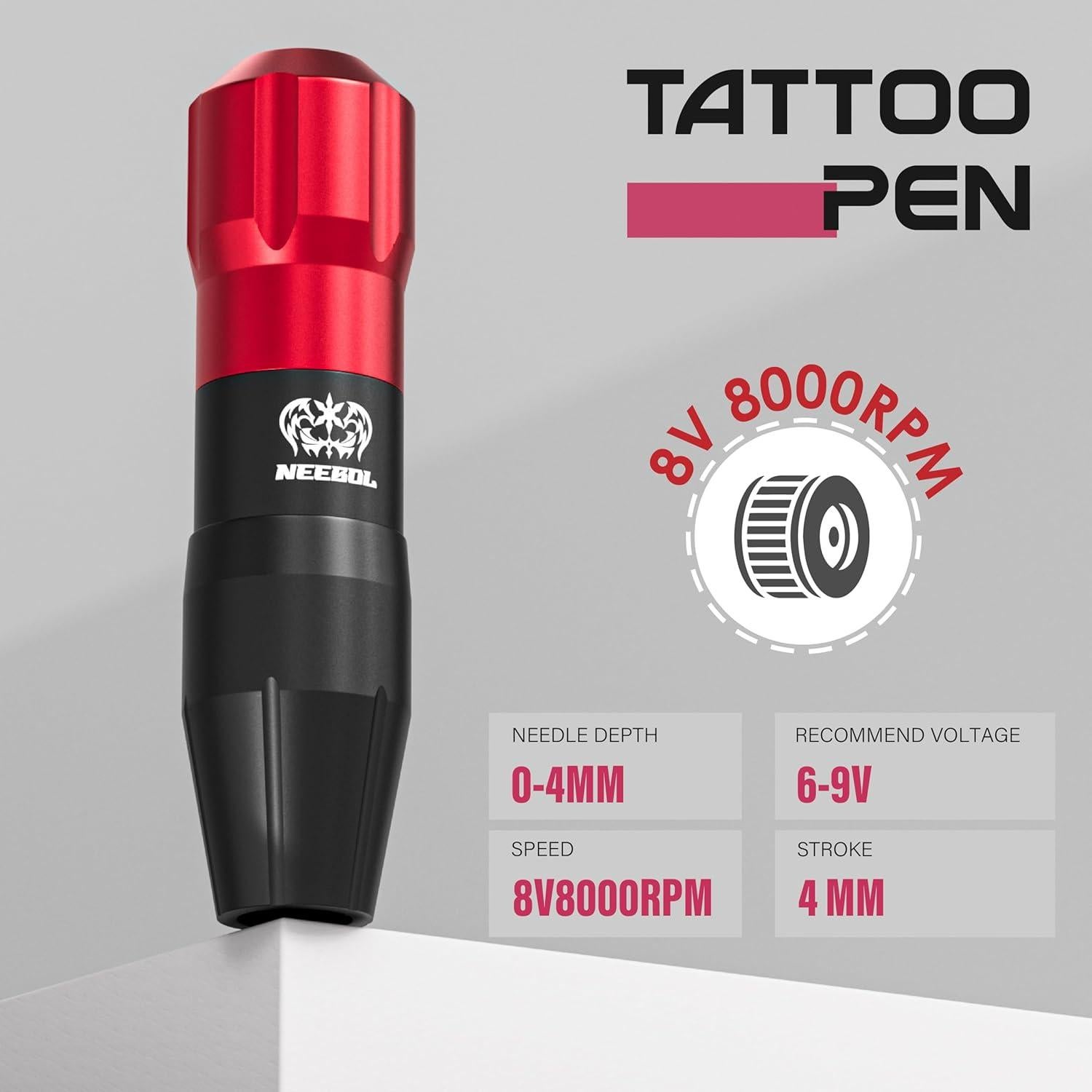 Kit de Tatuaje Inalámbrico Neebol - Completo con 2 Baterías y 20 Agujas