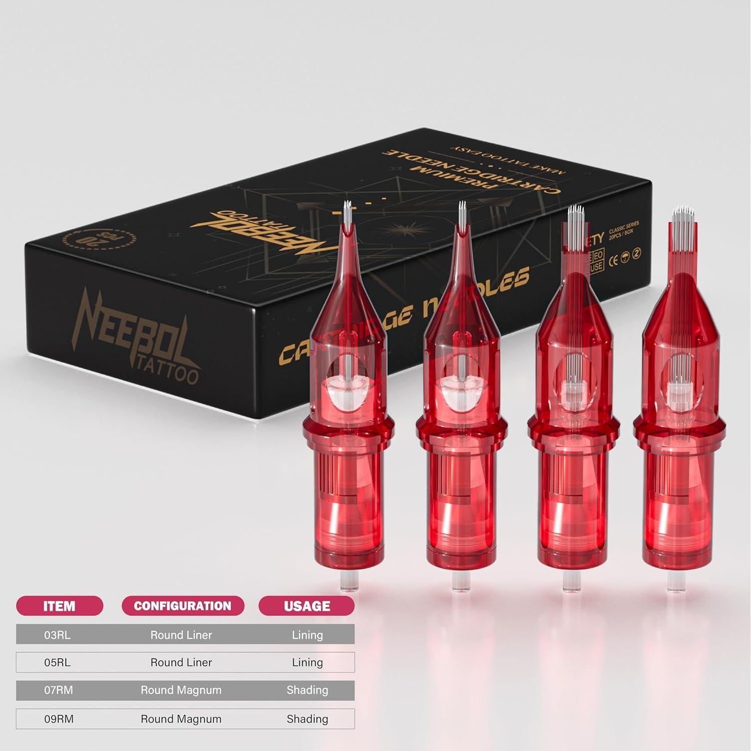 Kit de Tatuaje Inalámbrico Neebol - Completo con 2 Baterías y 20 Agujas