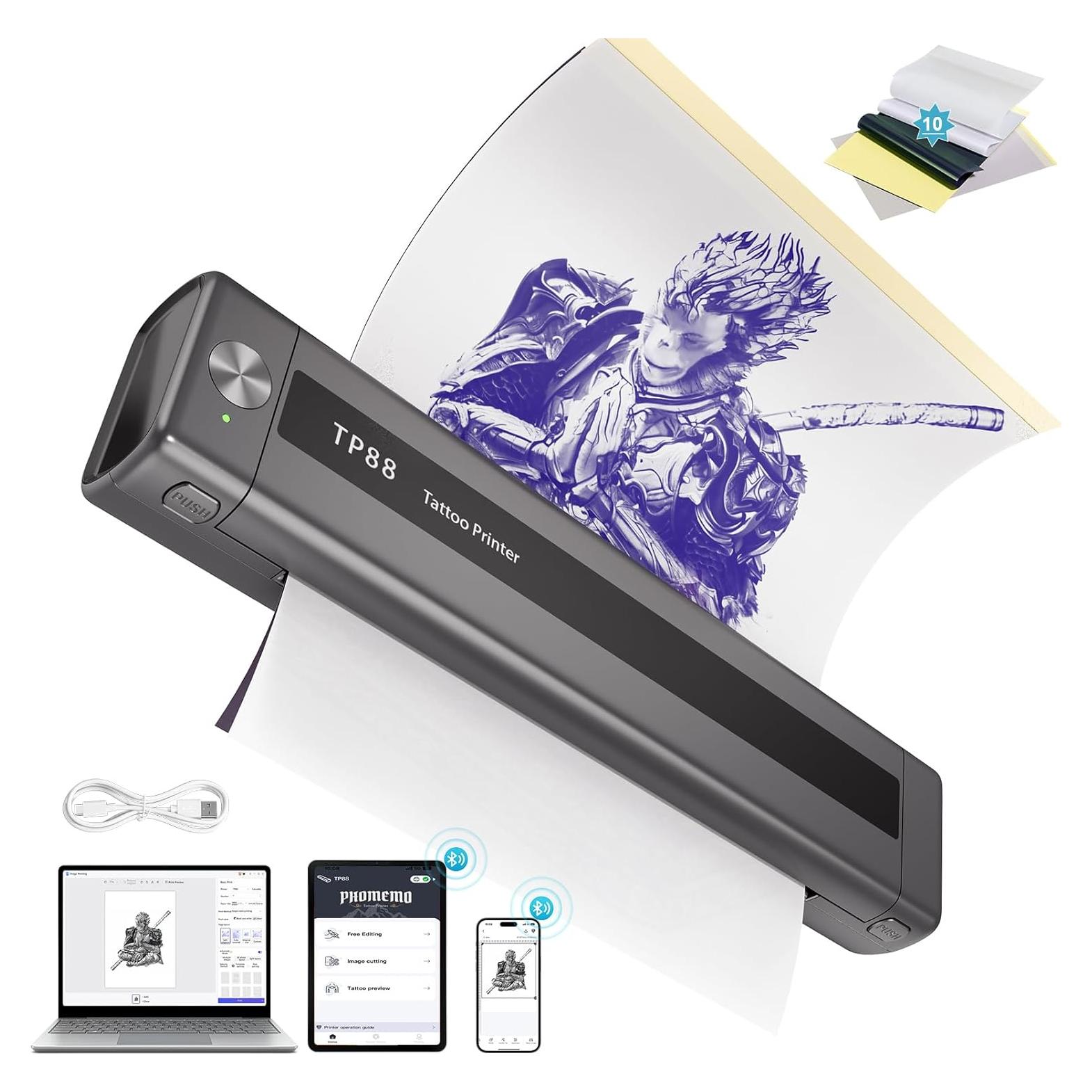 Impresora de Tatuaje Inalámbrica LabelCreate TP88, Gris