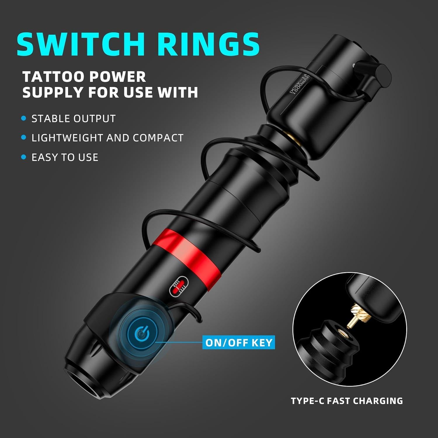 Kit de Tatuaje Completo MIHERT Inalámbrico 1500mAh 20 Agujas