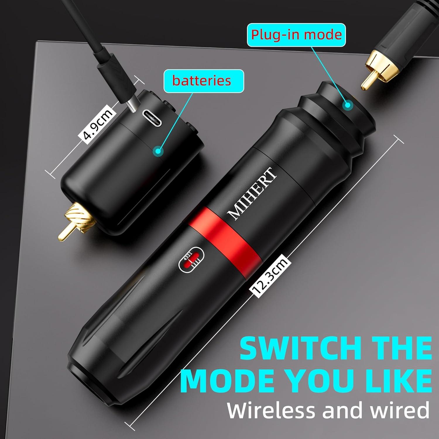 Kit de Tatuaje Completo MIHERT Inalámbrico 1500mAh 20 Agujas