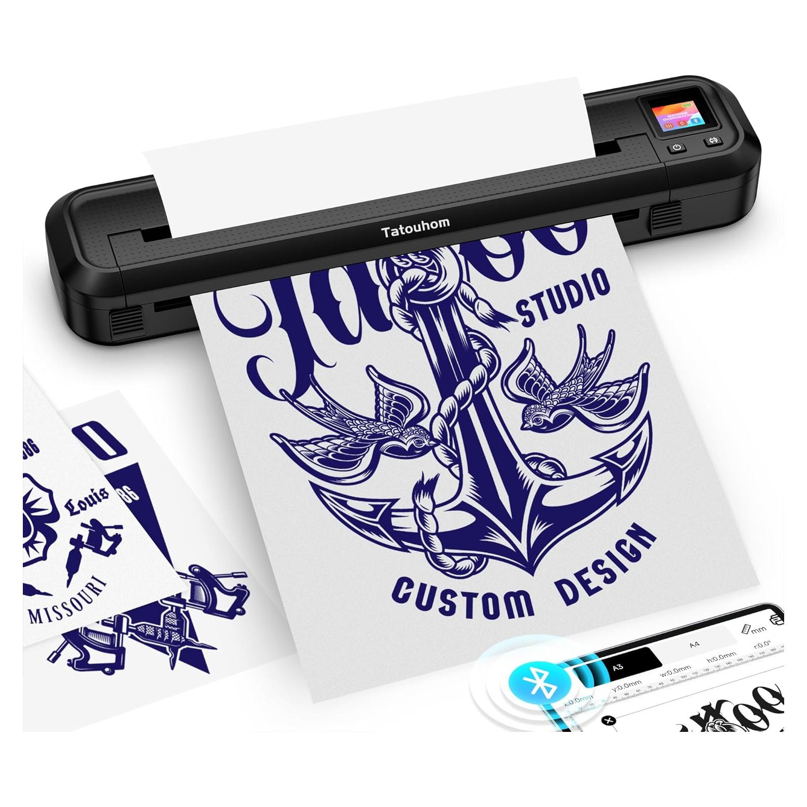 Impresora Térmica de Tatuajes Tatouhom con Bluetooth y Papel