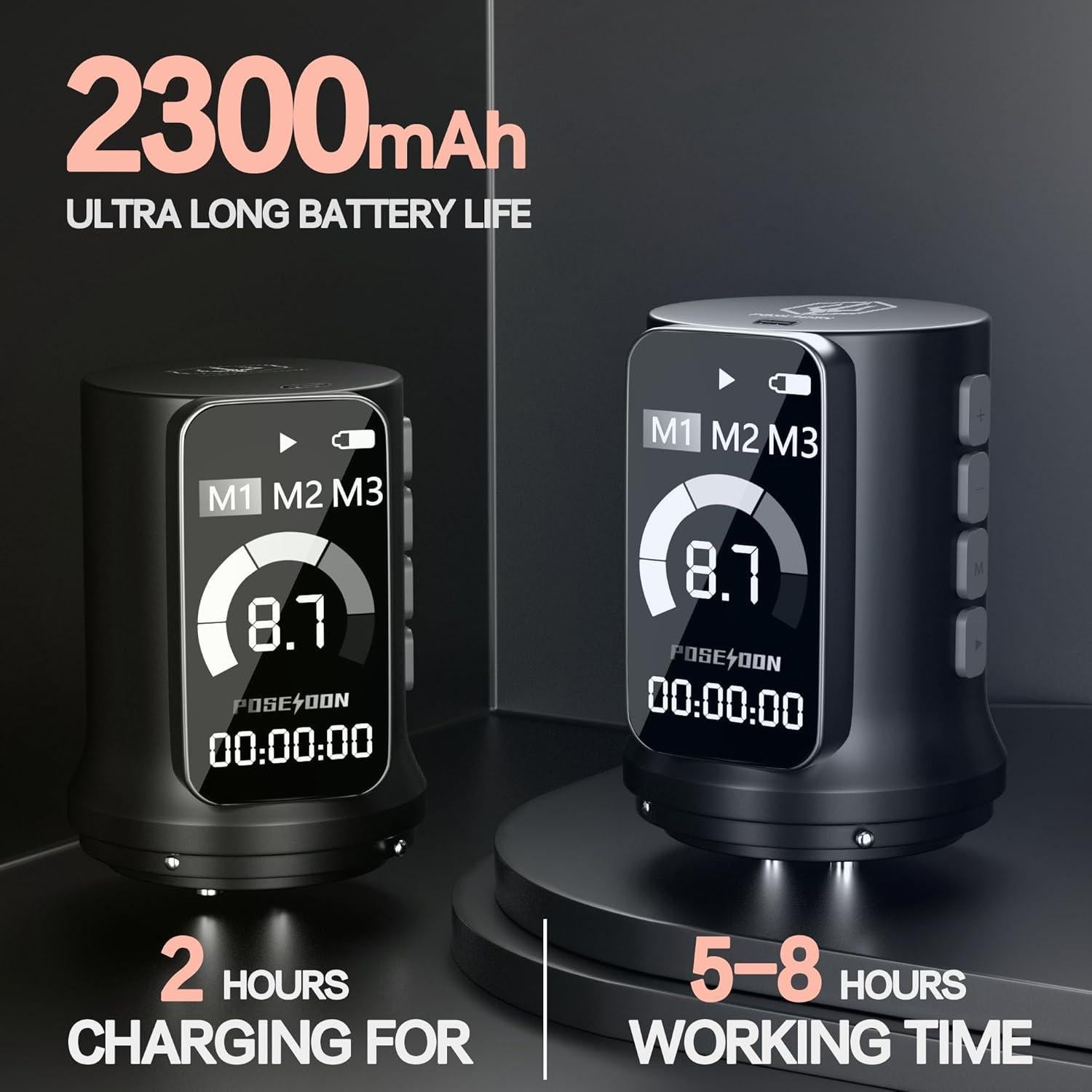 Kit de Tatuaje Inalámbrico Poseidon con 2 Baterías 2300mAh