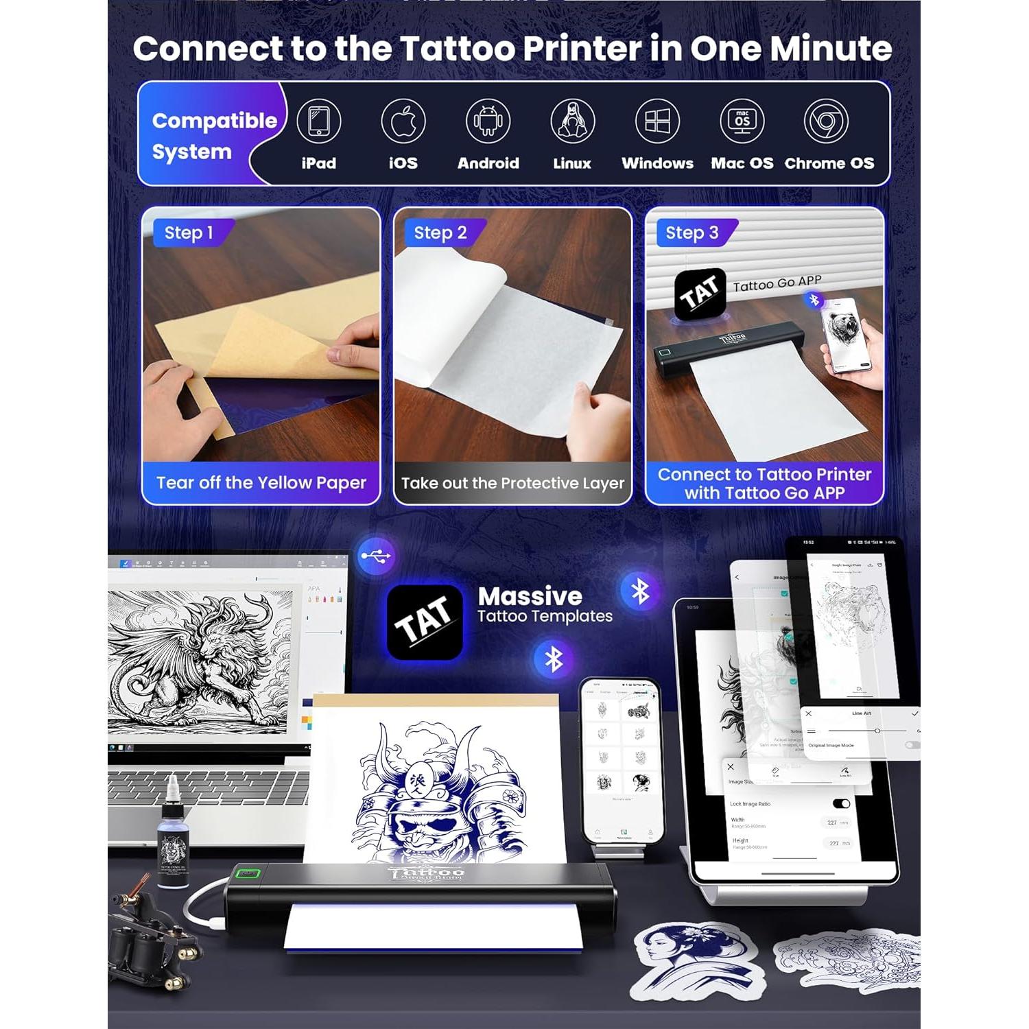 Impresora de Plantillas de Tatuaje Vretti P84 Inalámbrica