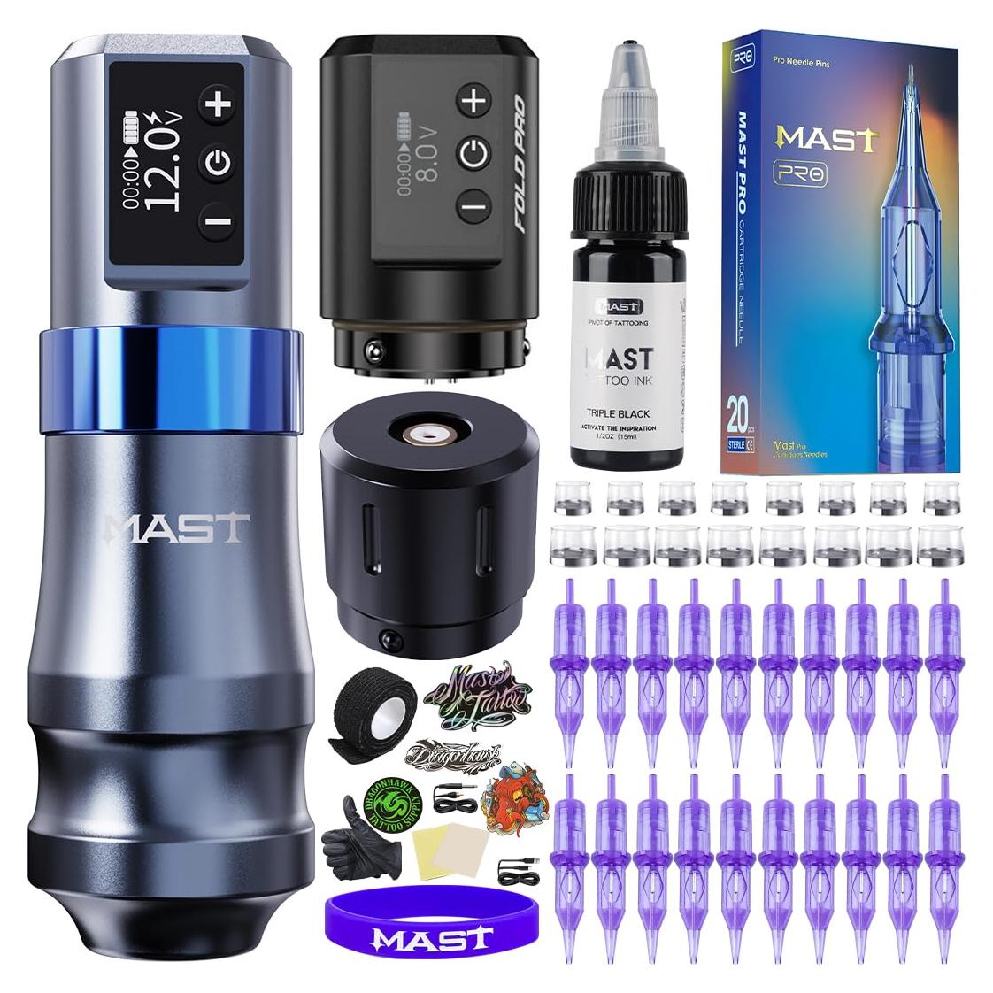 Kit de Tatuaje Mini Mast - Máquina Inalámbrica con 2 Baterías