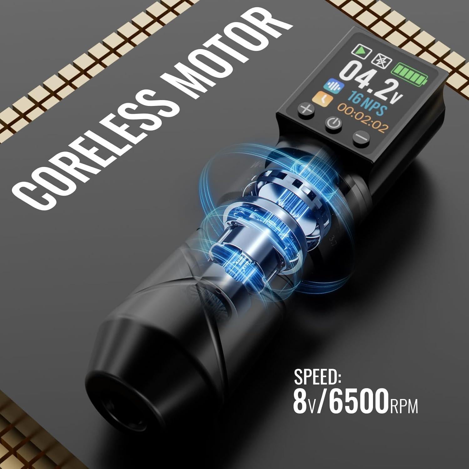 Kit de Tatuaje Inalámbrico Wormhole Pro 2300mAh 5 Golpes Ajustables