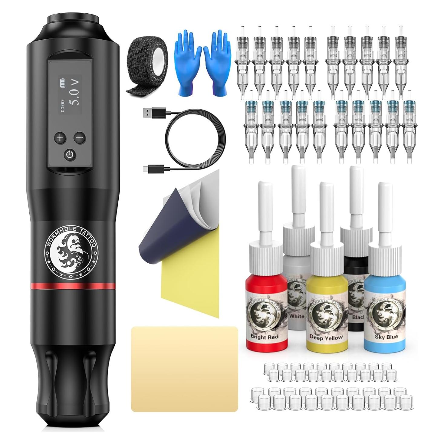 Kit de Tatuaje Inalámbrico Wormhole con Pantalla LED y Batería 1600mAh