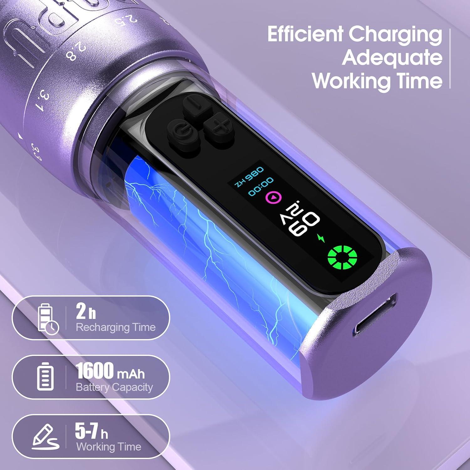 Pluma de Tatuaje Inalámbrica DIVA 1600mAh 6 Longitudes Ajustables