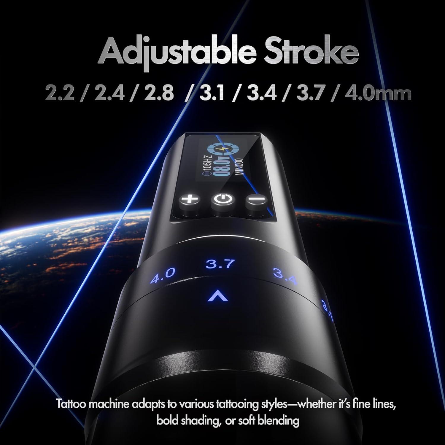 Máquina de Tatuaje Inalámbrica INKin Negra 1600mAh 7 Longitudes