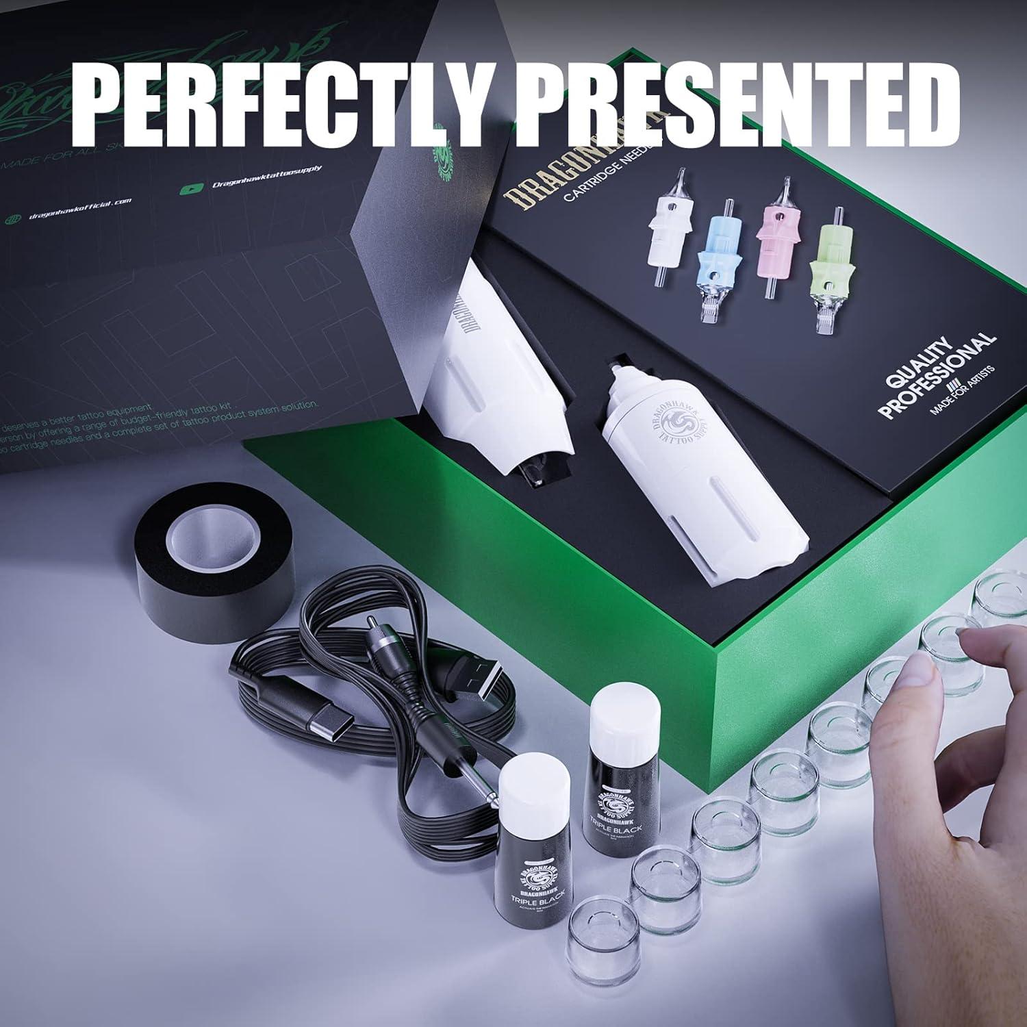 Kit de Tatuaje Dragonhawk S1 Inalámbrico con Agujas y Tintas