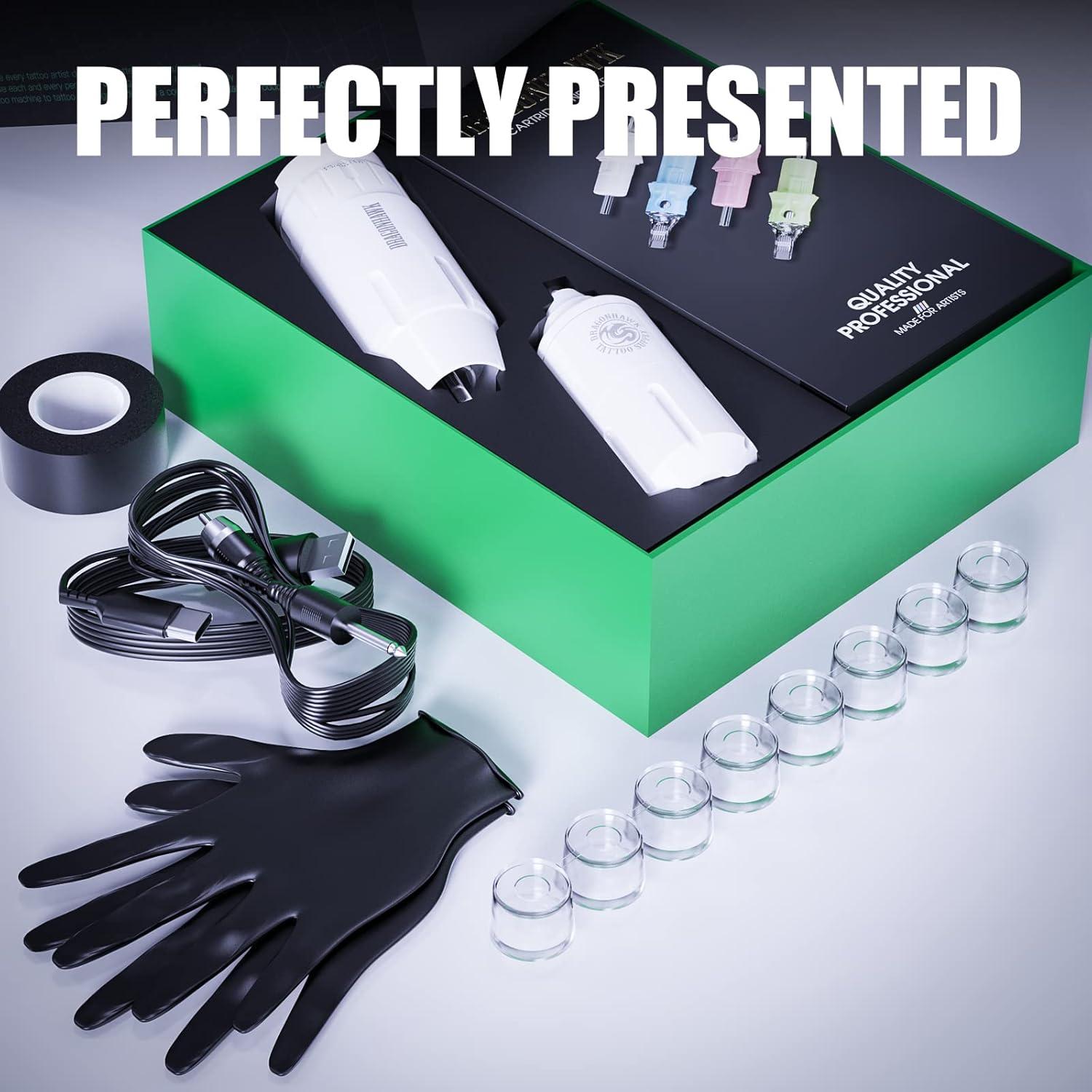 Kit de Tatuaje Dragonhawk S1 Inalámbrico con Agujas y Tintas