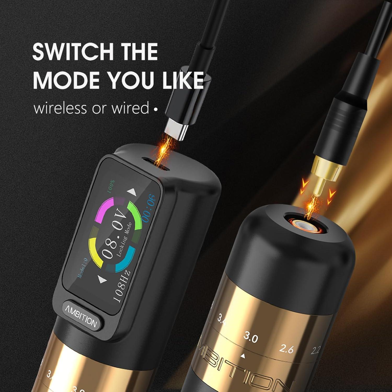 Máquina de Tatuaje Inalámbrica Ambition Seher 2400mAh 6 Golpes