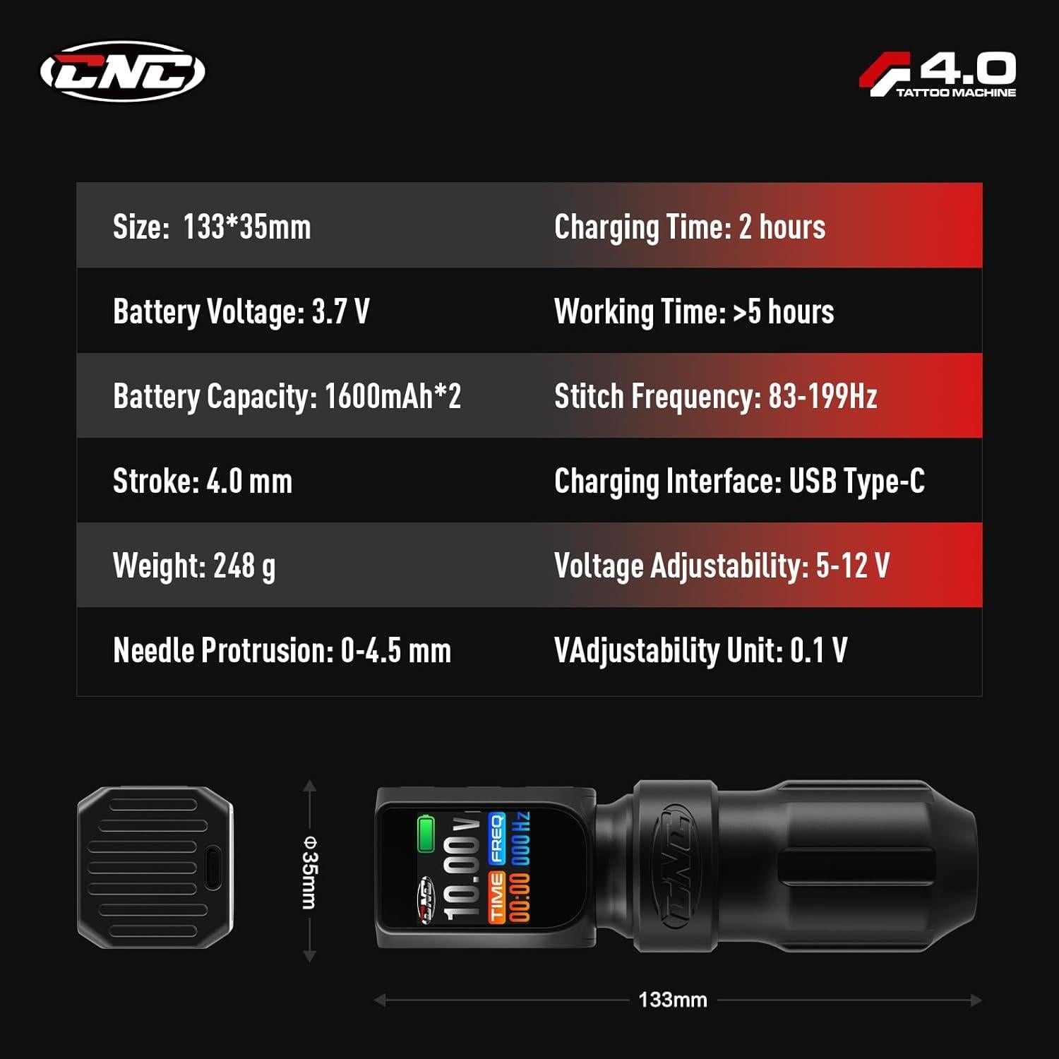 Máquina de Tatuaje Inalámbrica CNC E77PRO con Baterías Duales