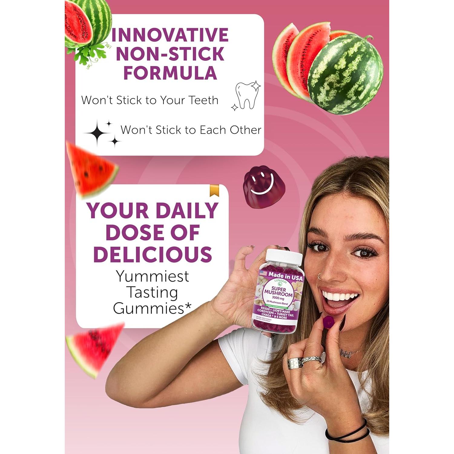 Gominolas de Champiñones Lunakai 60ct - Suplemento Vegano 10 en 1