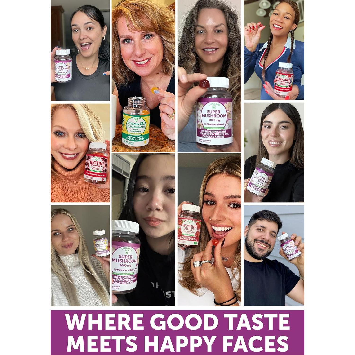 Gominolas de Champiñones Lunakai 60ct - Suplemento Vegano 10 en 1