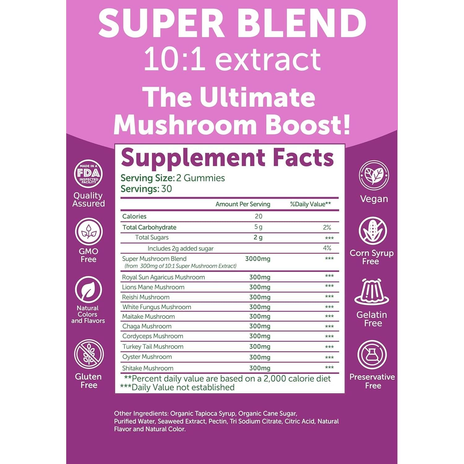 Gominolas de Champiñones Lunakai 60ct - Suplemento Vegano 10 en 1