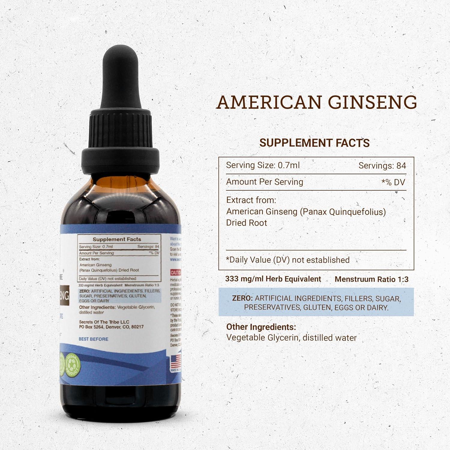 Extracto de Ginseng Americano Sin Alcohol 59.15 ml Secretos de la Tribu