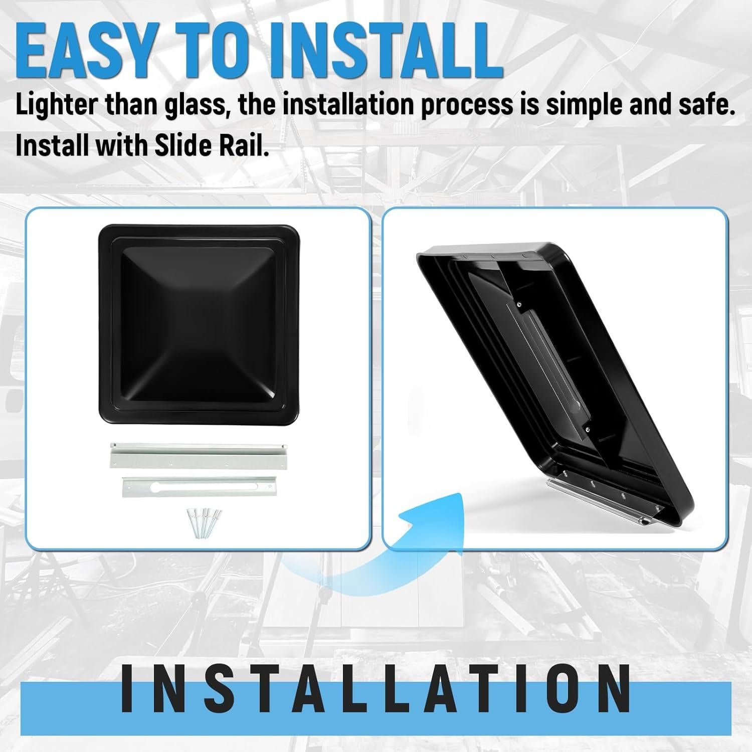 Cubierta de Ventilación de Techo HECASA 14" Negra para RV