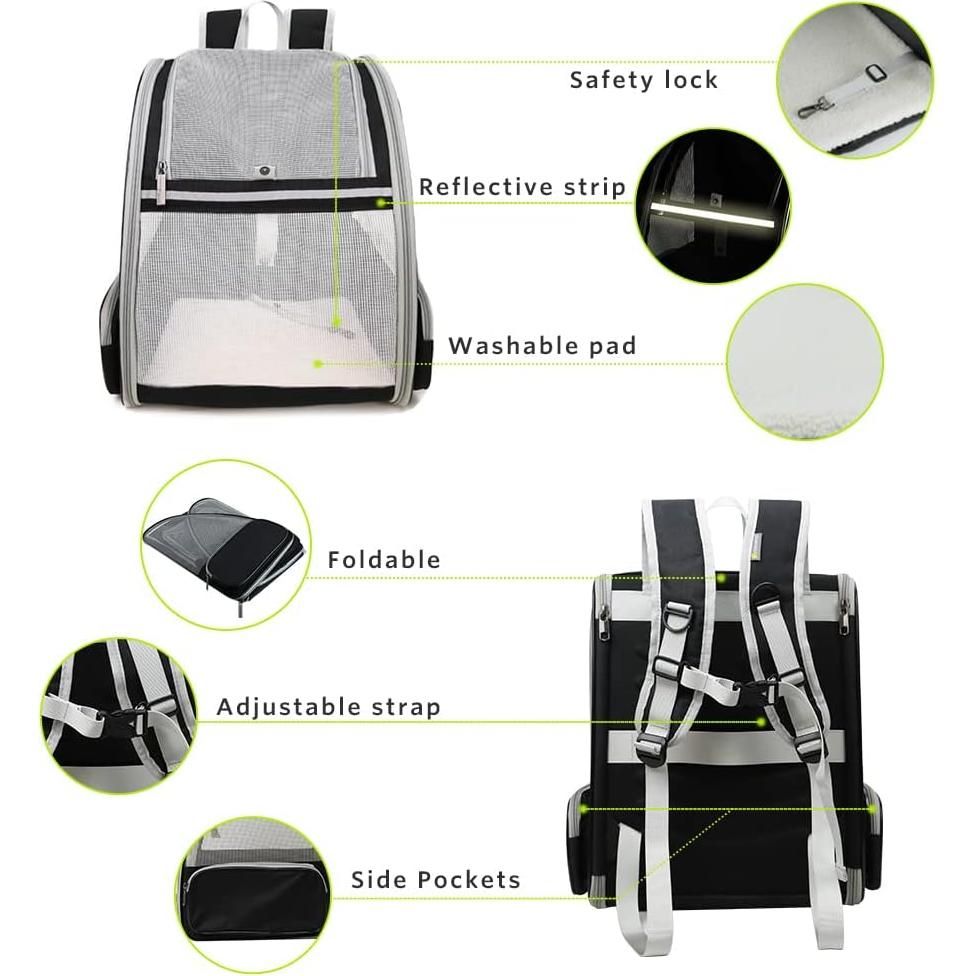 Mochila Burbuja Texsens para Mascotas Pequeñas Negra