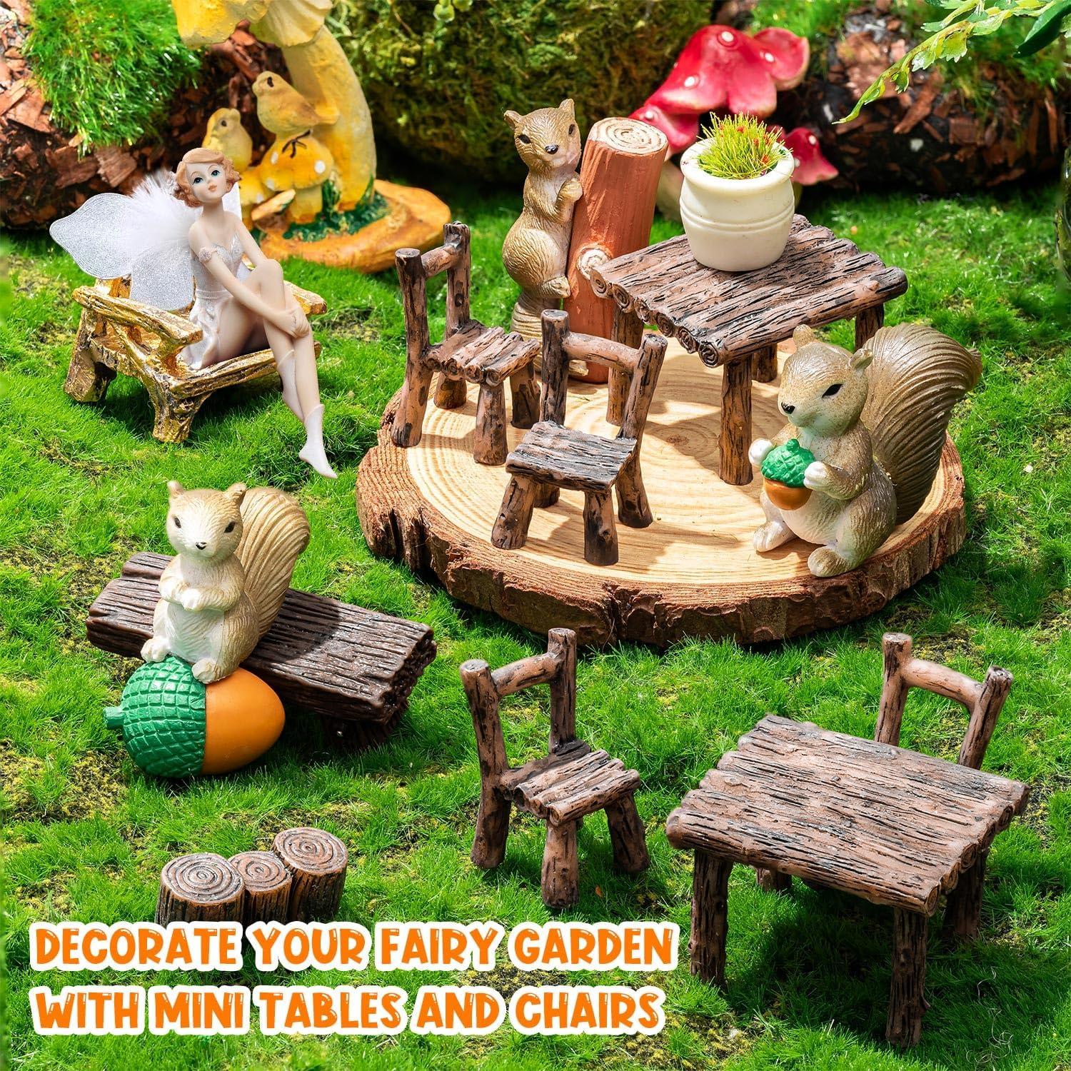 Conjunto de Muebles Miniatura de Jardín de Hadas 11 Piezas