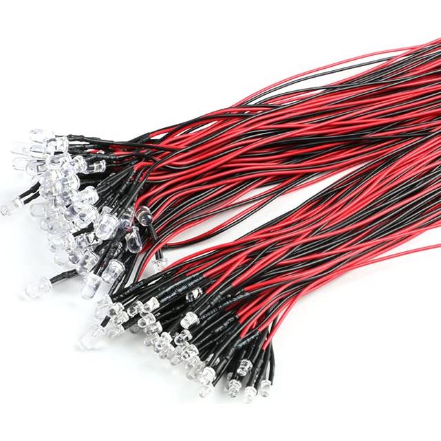 50 Diodos LED Azul 3mm JESSINIE con Cable 20cm 5-12V