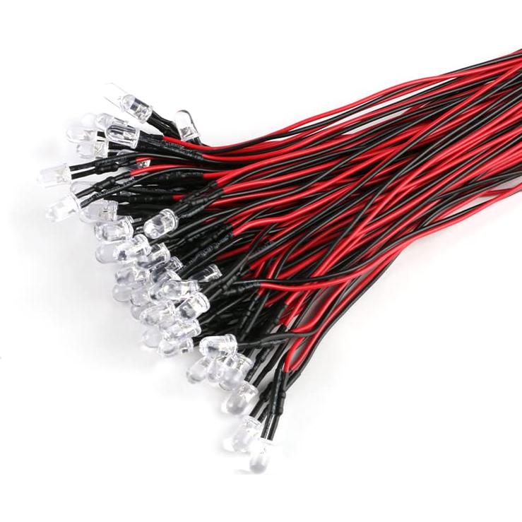 50 Diodos LED Azul 3mm JESSINIE con Cable 20cm 5-12V