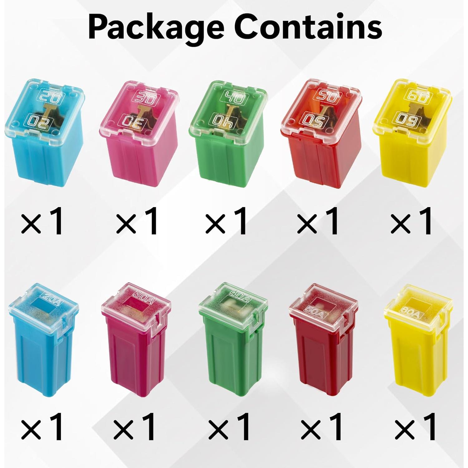 Kit de 10 Fusibles Automotrices BFXM 20A-60A Alto y Bajo