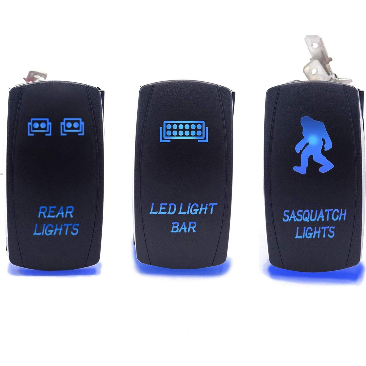 Interruptor Rocker Dasen 3PCS LED Azul para ATV UTV SUV