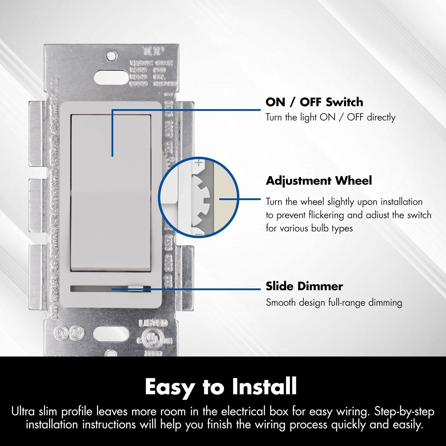 Interruptor Regulador de Luz Micmi 3 Vías 600W LED Incandescente