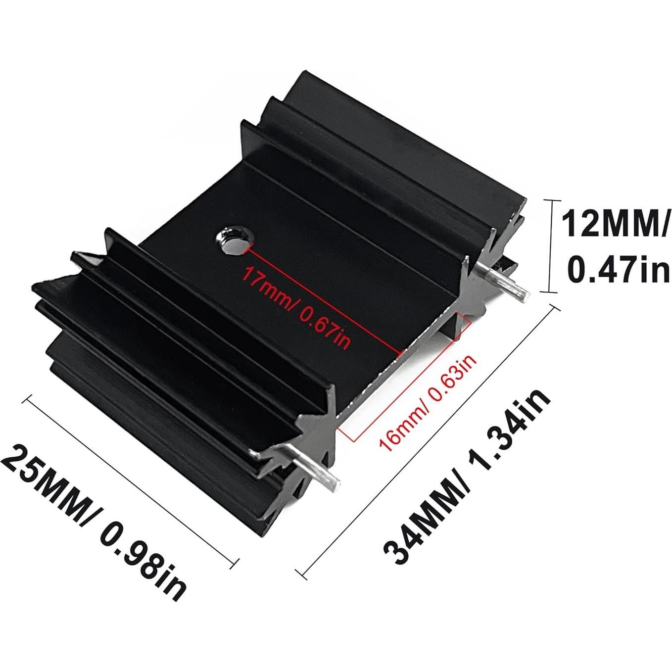 Paquete de 6 Disipadores de Calor Aluminio TO-220 25x34x12mm