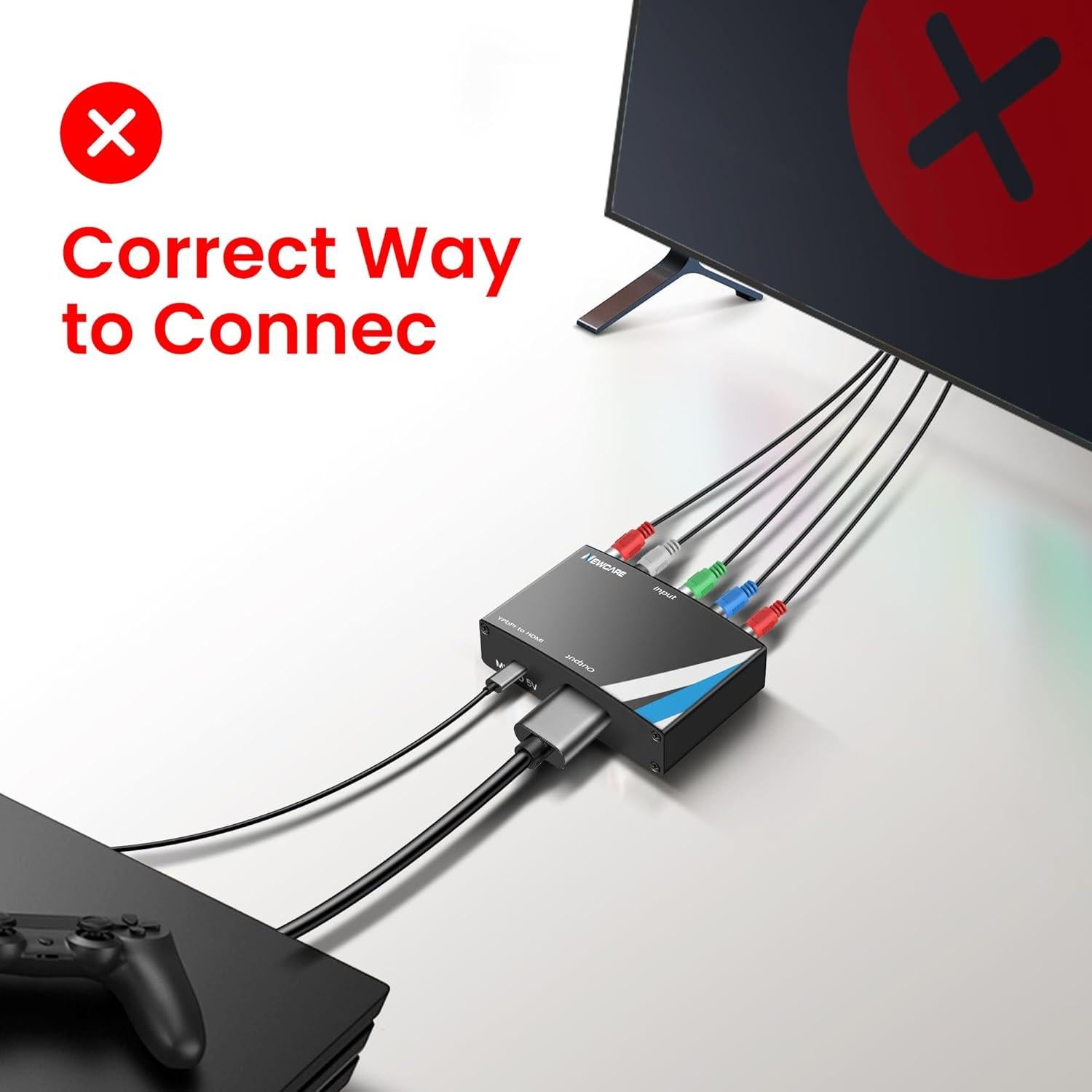 Convertidor de Componente a HDMI NEWCARE 1080P para PS2 PS3