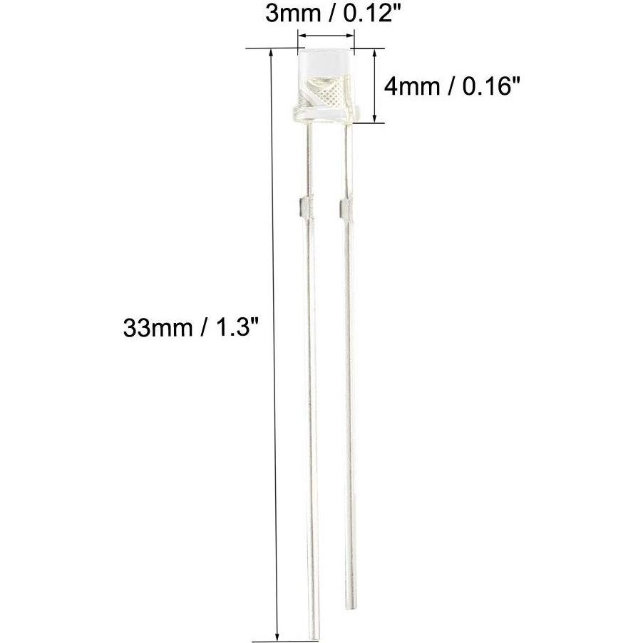 Diodos Fotosensibles uxcell 10pcs 3mm Cabeza Clara 940nm