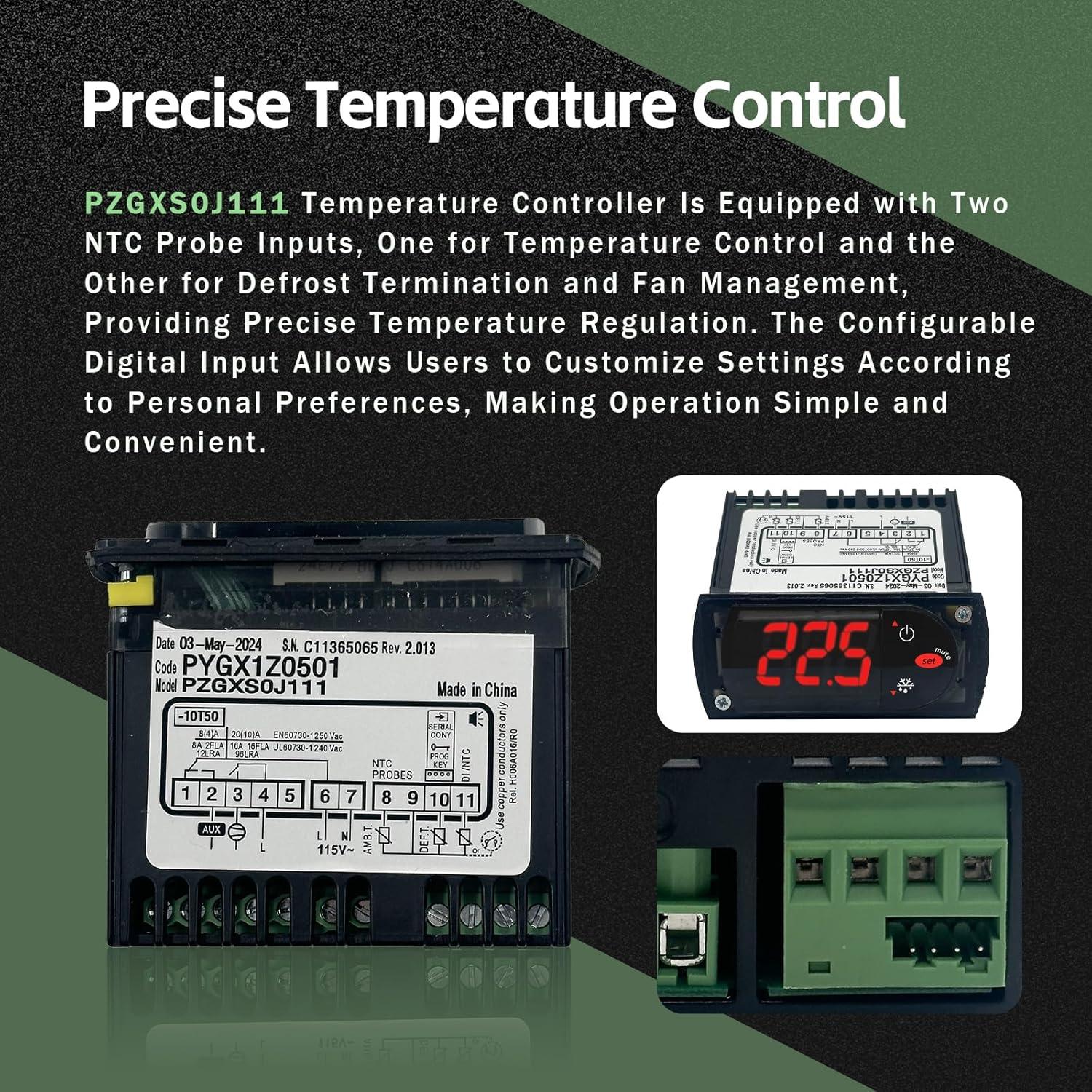 Controlador de Temperatura PZGXS0J111 con 2 Sondas NTC 115V