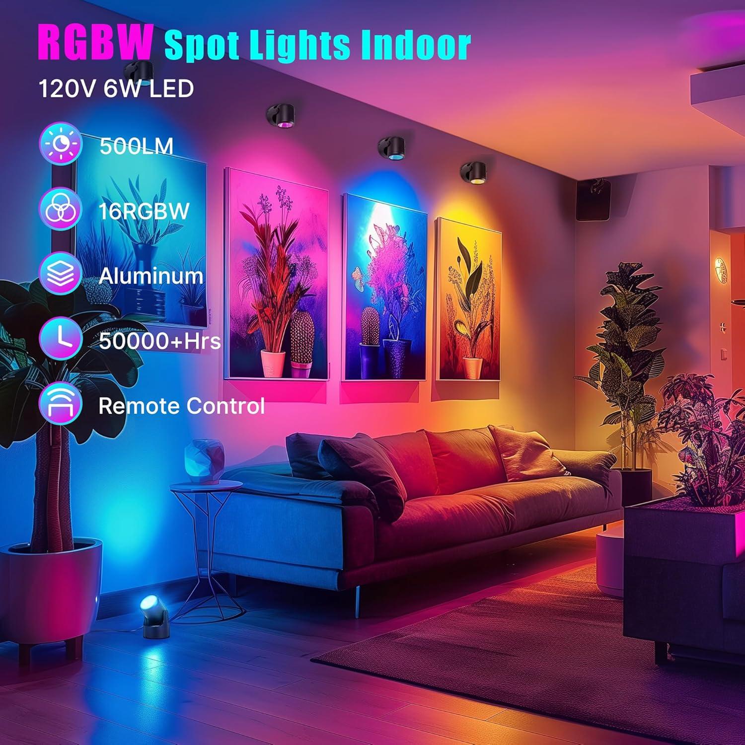 Foco LED RGBW Kandicyar 7W 16 Colores Control Remoto