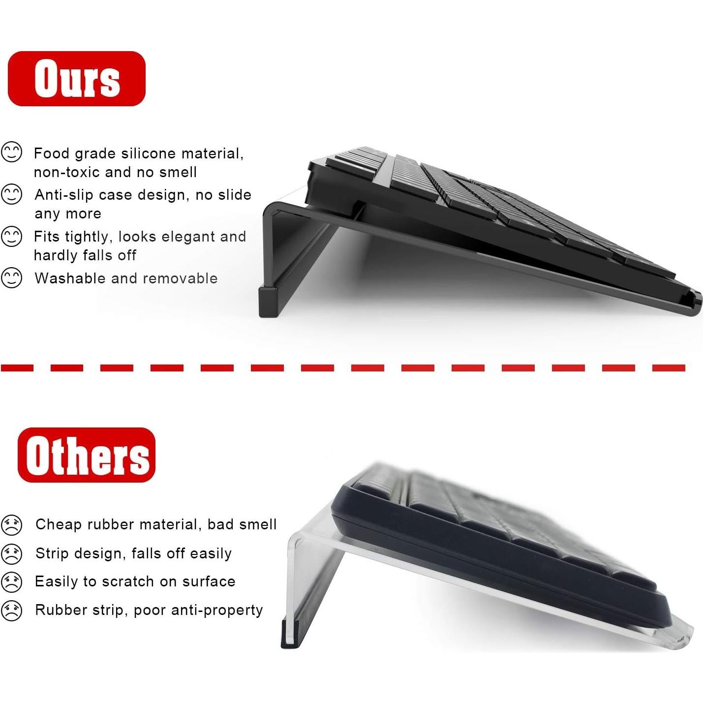 Soporte de Teclado Ergonómico KOTEMON Acrílico Negro 43.2x14cm