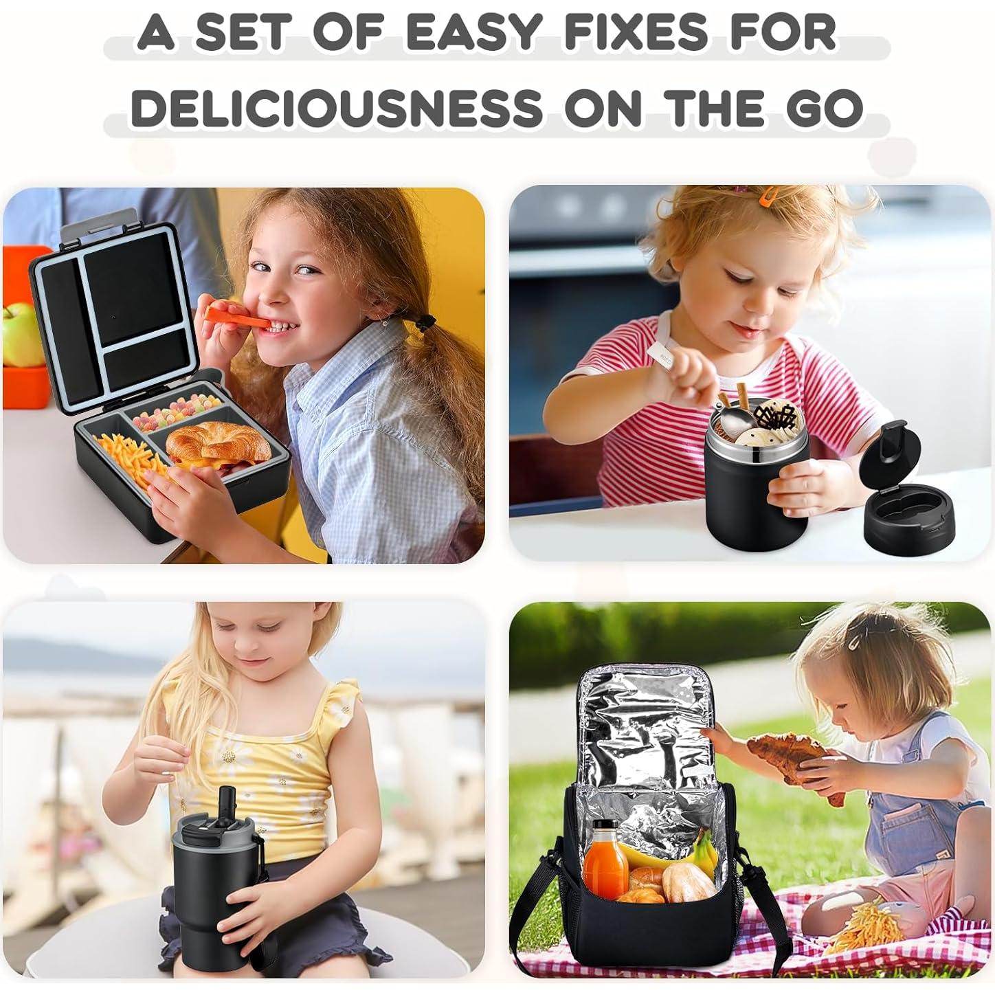 Juego de Almuerzo Pawtong: Caja Bento, Termo 500ml, Botella 400ml