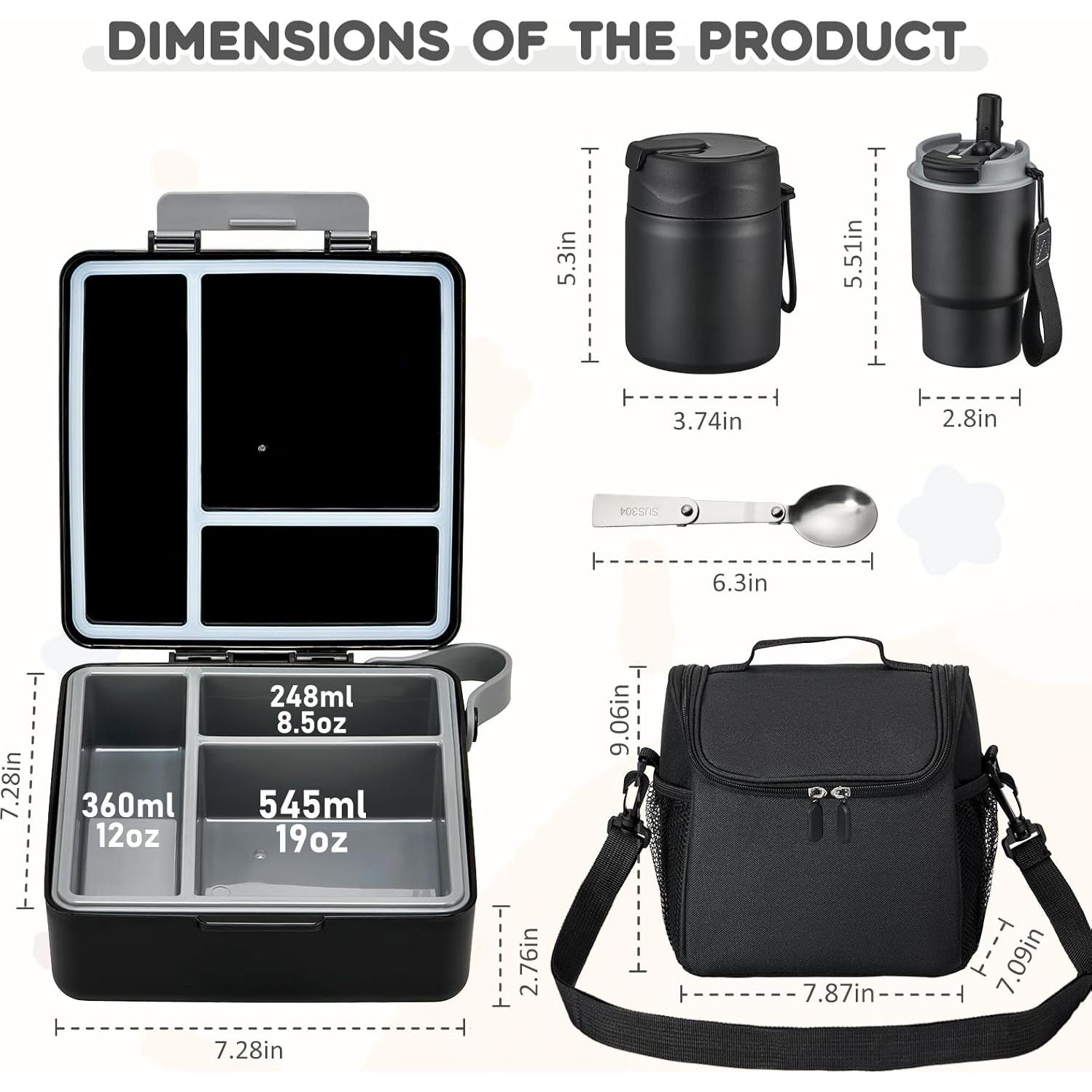 Juego de Almuerzo Pawtong: Caja Bento, Termo 500ml, Botella 400ml