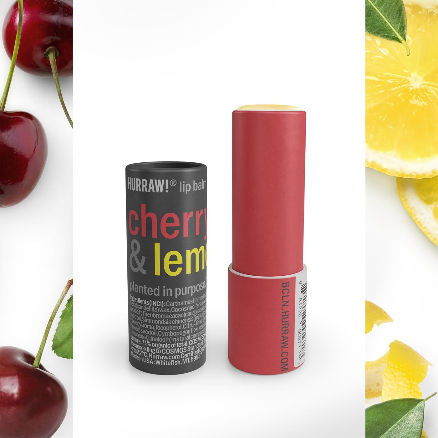 Bálsamo Labial Orgánico Hurraw! Cereza y Limón 4.8g