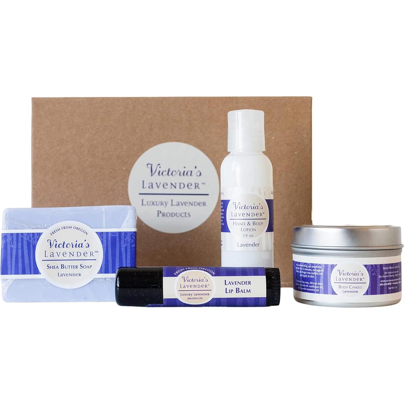 Juego de Regalo de Lavanda Victoria - Jabón, Loción, Bálsamo y Vela