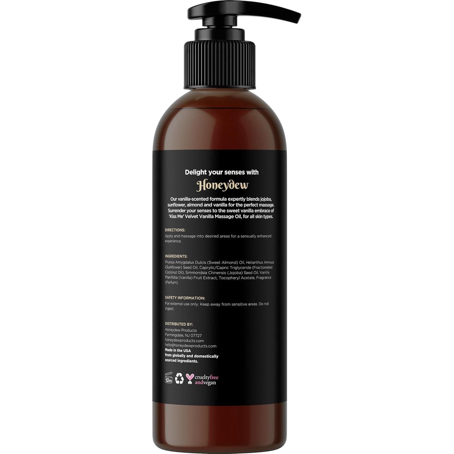 Aceite de Masaje Vainilla Honeydew 236.6 ml Hidratante Vegano