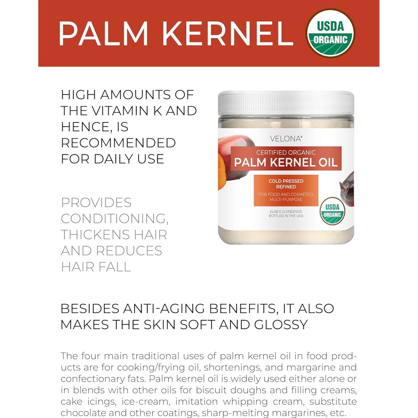 Aceite de Palma de Núcleo Orgánico Velona 60 ml - 100% Puro