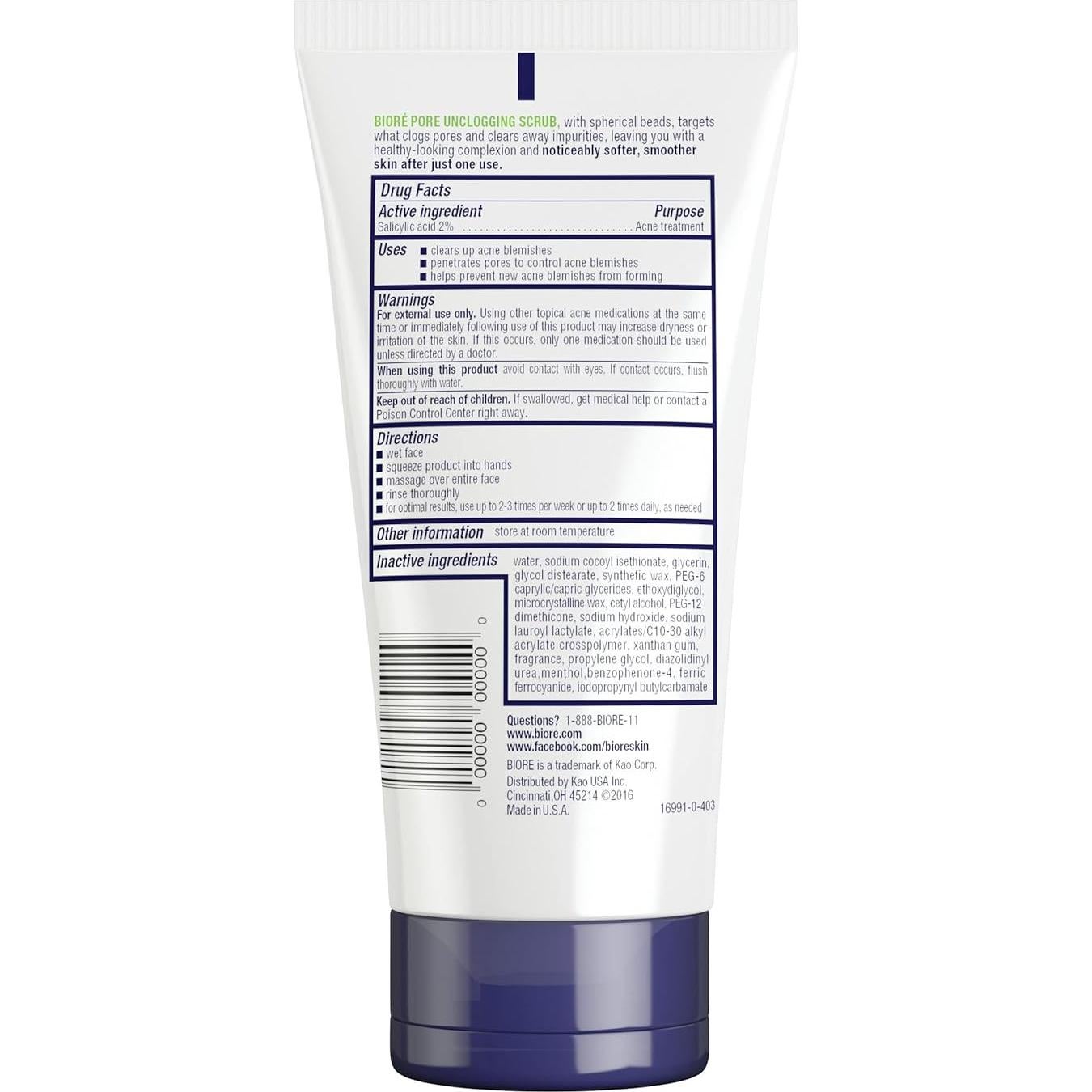 Exfoliante Facial Bioré con Ácido Salicílico 148 ml