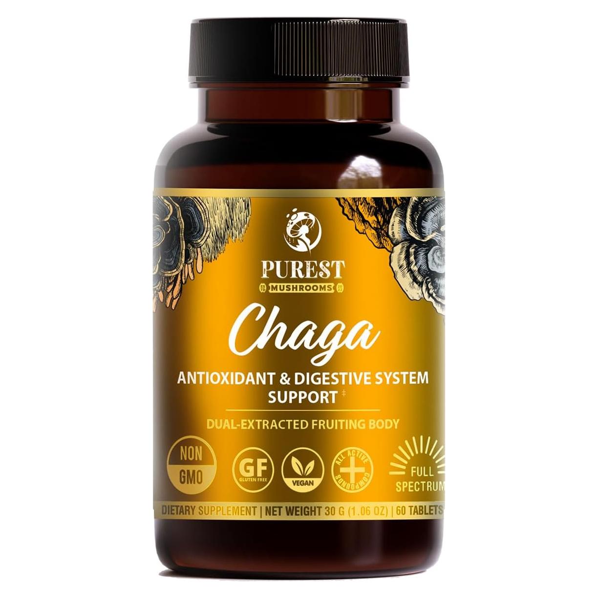 Tabletas de Extracto de Hongo Chaga Purest Mushrooms 30g