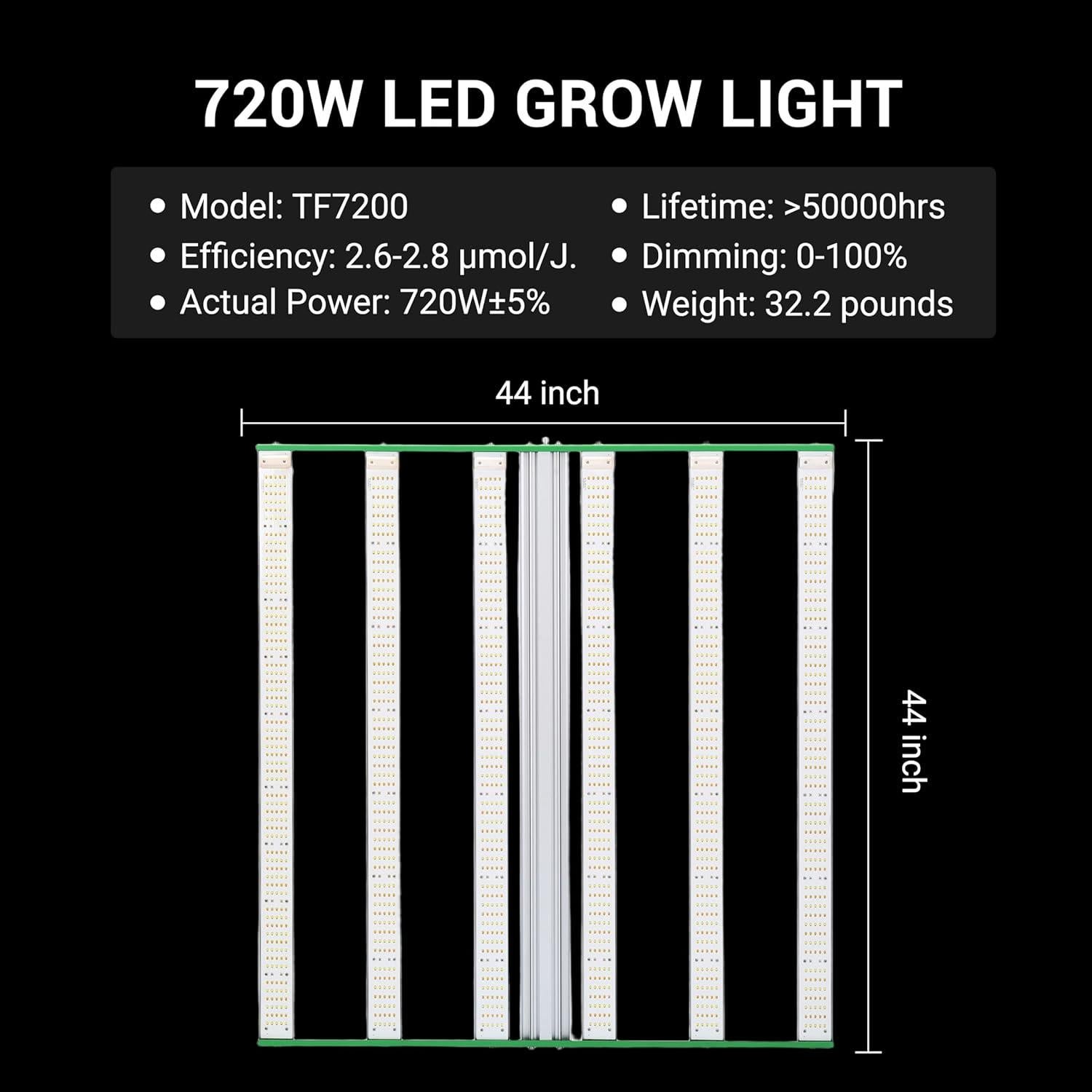 Luz de Cultivo LED RDJ Bouns TF7200 720W Espectro Completo