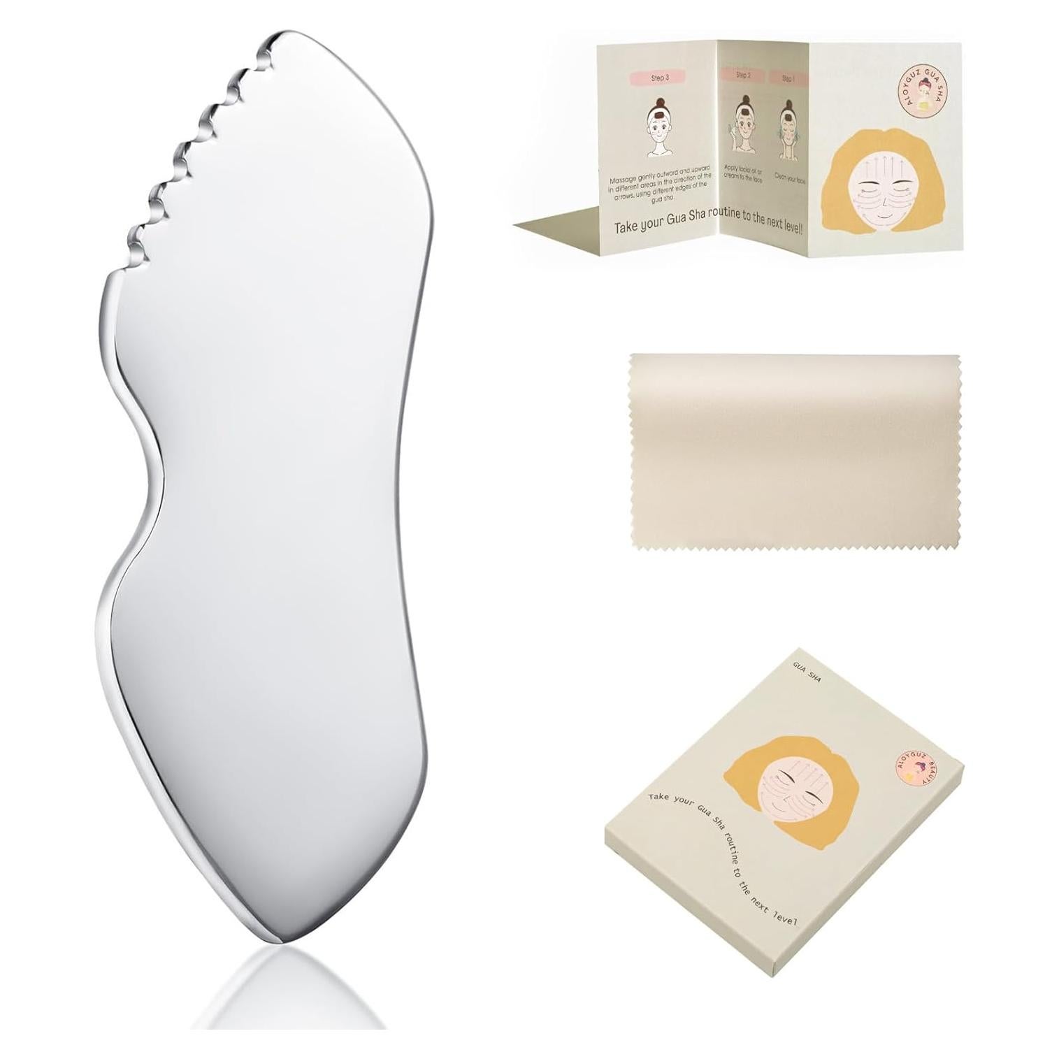 Herramienta Gua Sha Facial ALOYGUZ Acero Inoxidable 10x4cm